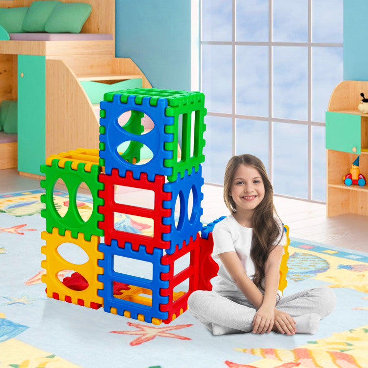 32-Piece Big Waffle Block Set for Kids Educational Stacking Building Toy