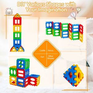 32-Piece Big Waffle Block Set for Kids Educational Stacking Building Toy