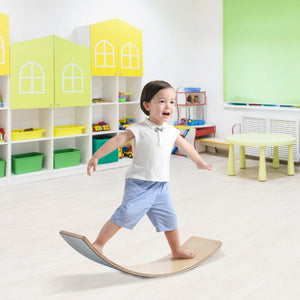 35-Inch Wooden Wobble Balance Board for Kids - Rocker Yoga Curvy Board with Felt Layer