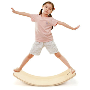 Kids Wooden Wobble Balance Board with Felt Layer – Indoor/Outdoor Fitness and Play Toy