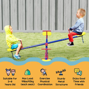 360° Spinning Kids Seesaw Teeter Totter, 4-Seater Outdoor Playground Equipment