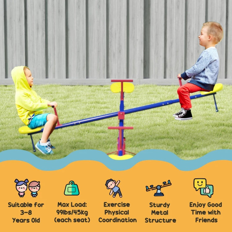 360° Spinning Kids Seesaw Teeter Totter, 4-Seater Outdoor Playground Equipment