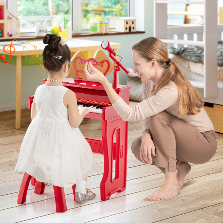 37-Key Kids Music Piano Keyboard with Microphone & Detachable Stand - Educational Toy