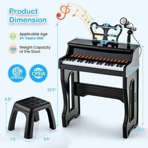 37-Key Kids Piano Keyboard with Microphone & Detachable Music Stand - Music Toy