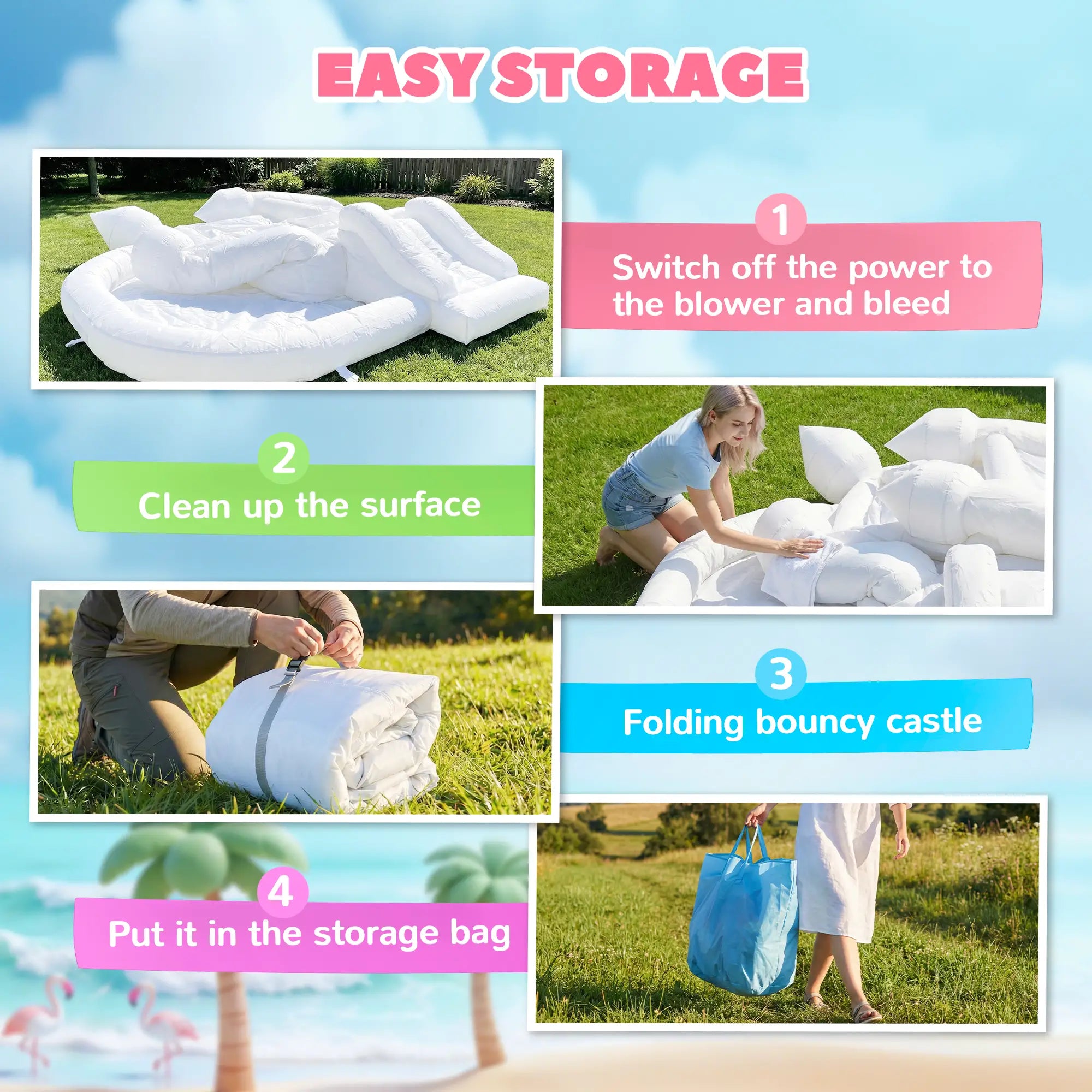 Inflatable bounce house set with powerful 370W air blower
