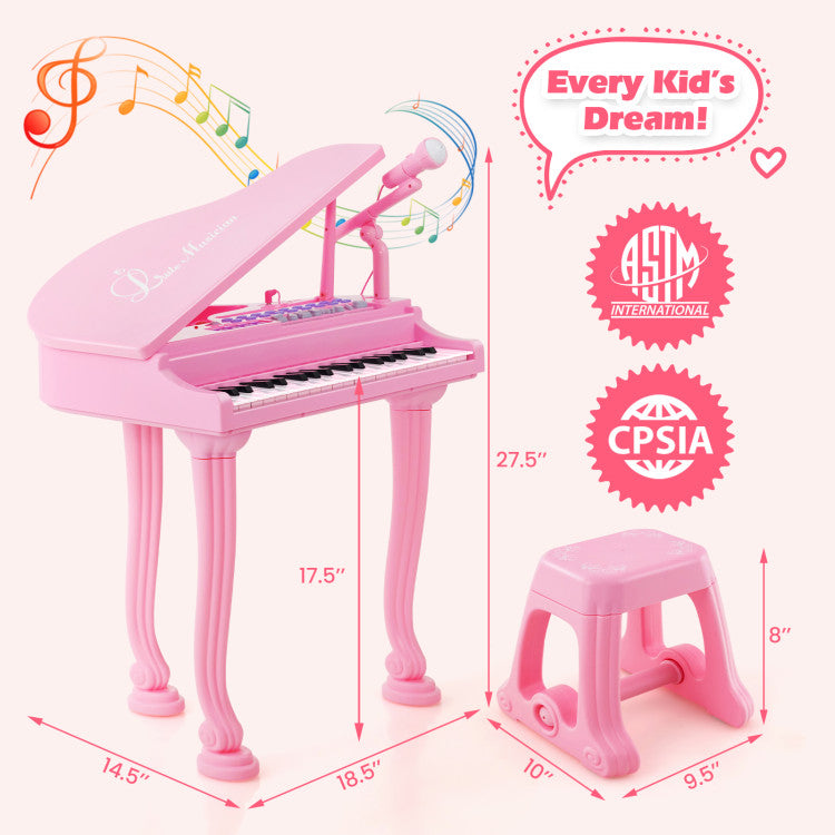 37-Key Kids Piano Keyboard with Stool, Lid & Adjustable Bench - Ideal for Beginners