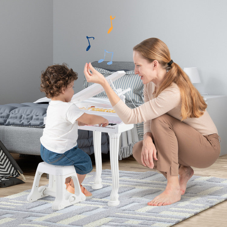 37-Key Kids Piano Keyboard with Stool, Lid & Adjustable Bench - Ideal for Beginners