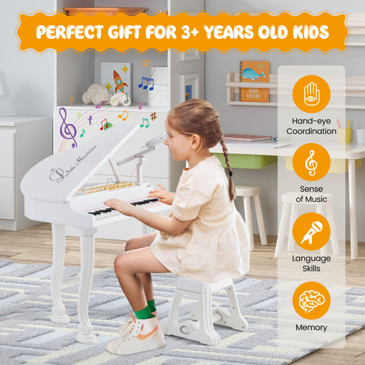 37-Key Kids Piano Keyboard with Stool, Lid & Adjustable Bench - Ideal for Beginners