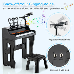 37-Key Kids Piano Keyboard with Microphone & Detachable Music Stand - Music Toy