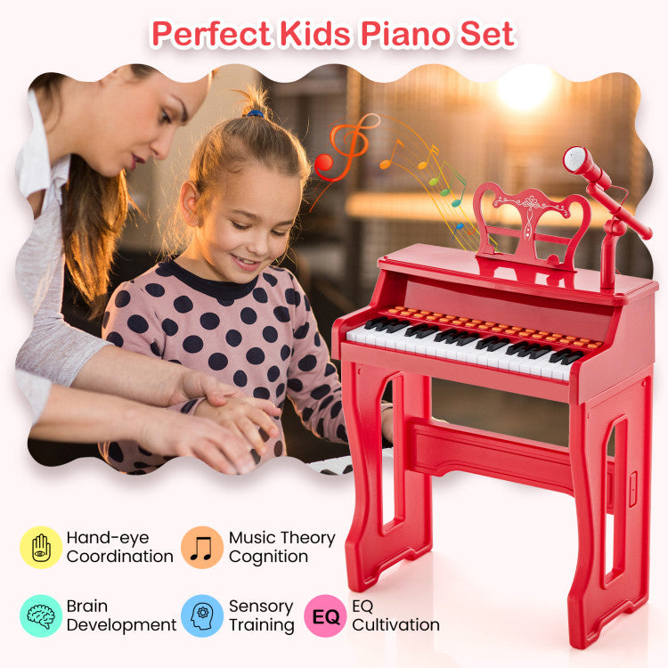 37-Key Kids Piano Keyboard with Microphone & Detachable Music Stand - Music Toy