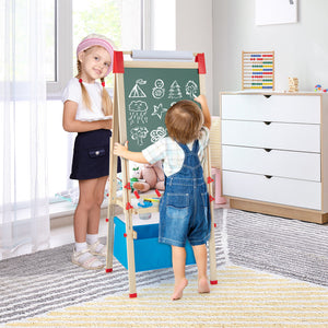 Double-sided adjustable kids art easel for drawing and painting