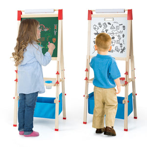 3-in-1 wooden kids art easel with magnetic whiteboard and chalkboard1