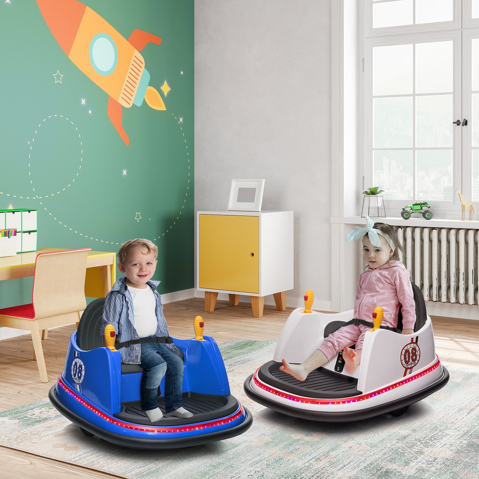 Rev Up the Fun with Our 6V 7A.h Bumper Car - Perfect for Kids and Adults Alike White