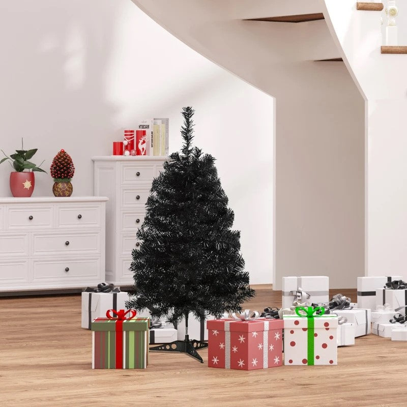 3ft Unlit Black Douglas Fir Artificial Christmas Tree with 90 Realistic Tips