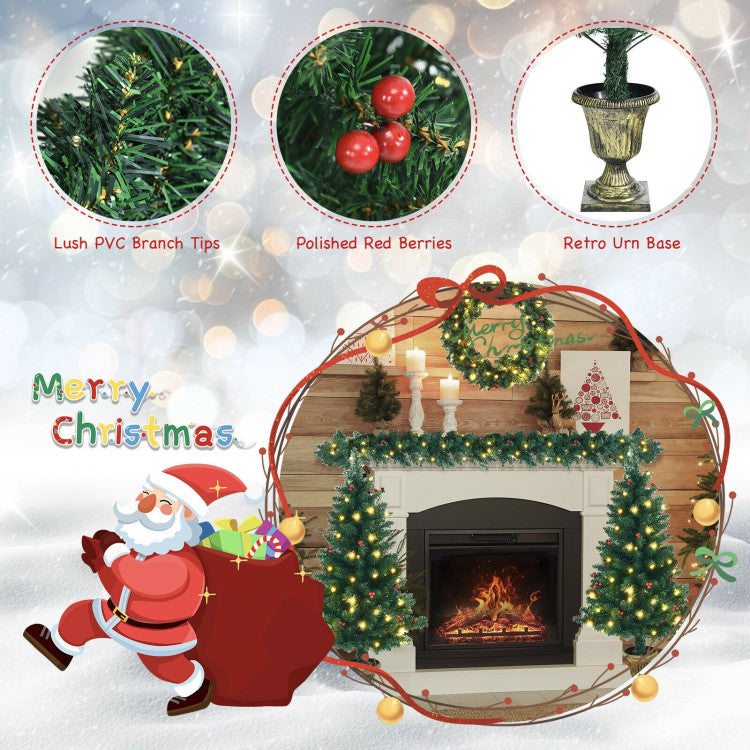 4-Piece Christmas Decoration Set with Wreath, Garland, and Entrance Trees