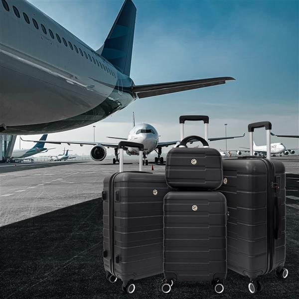 4-Piece Hardshell Luggage Set with Spinner Wheels, Carry-On & Family Suitcase Set