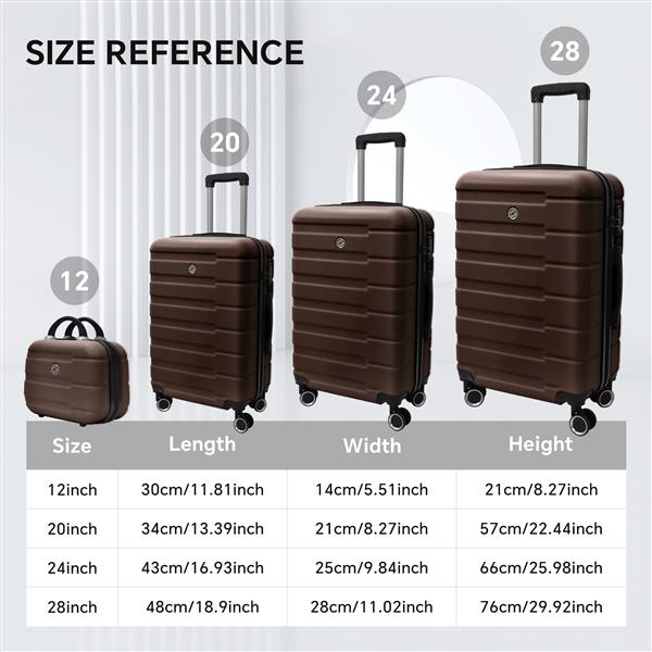 4-Piece Hardshell Luggage Set with Spinner Wheels, Carry-On & Family Suitcase Set