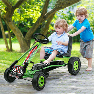 4-Wheel Kids Pedal Go-Kart Racer Car Ride-On Outdoor Play Toy for Ages 3-8