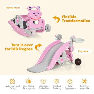 4-in-1 Rocking Horse, Slide, and Climbing Set for Kids with Detachable Features