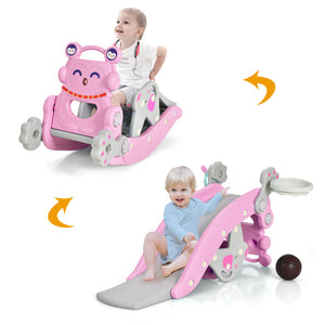 4-in-1 Rocking Horse, Slide, and Climbing Set for Kids with Detachable Features