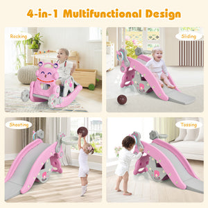 4-in-1 Rocking Horse, Slide, and Climbing Set for Kids with Detachable Features