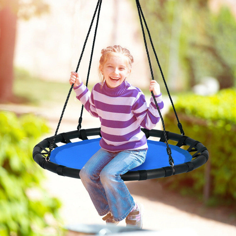 40" Kids Multi-Color Flying Saucer Tree Swing Set with Adjustable Height for Backyard Fun