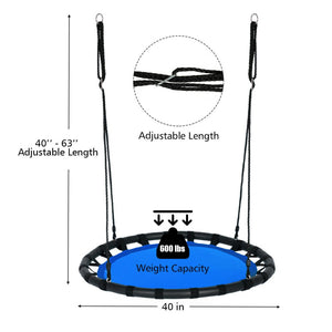 40" Kids Multi-Color Flying Saucer Tree Swing Set with Adjustable Height for Backyard Fun