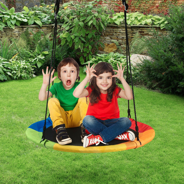 40in Kids Outdoor Flying Saucer Tree Swing - Adjustable, Durable Playset for Backyard Fun