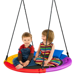 40in Saucer Tree Swing for Kids - Outdoor Round Platform with Pillow and Handle