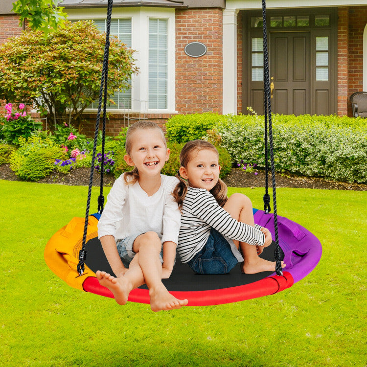 40in Saucer Tree Swing for Kids - Outdoor Round Platform with Pillow and Handle