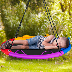 40in Saucer Tree Swing for Kids - Outdoor Round Platform with Pillow and Handle