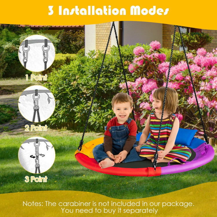 40in Saucer Tree Swing for Kids - Outdoor Round Platform with Pillow and Handle