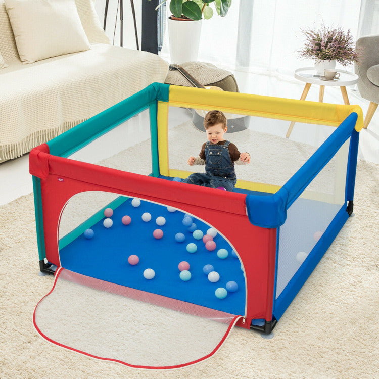 47x47 Inch Baby Playpen with 50 Ocean Balls – Safe Play Area for Infants