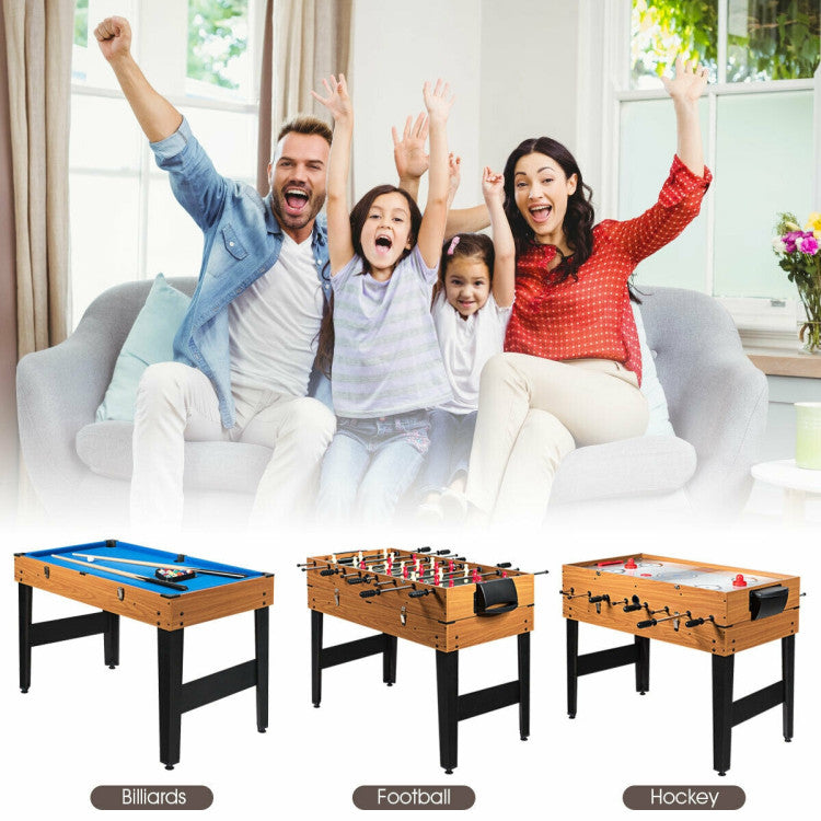 48-Inch 3-in-1 Multi-Game Table with Soccer for Game Rooms and Home Entertainment