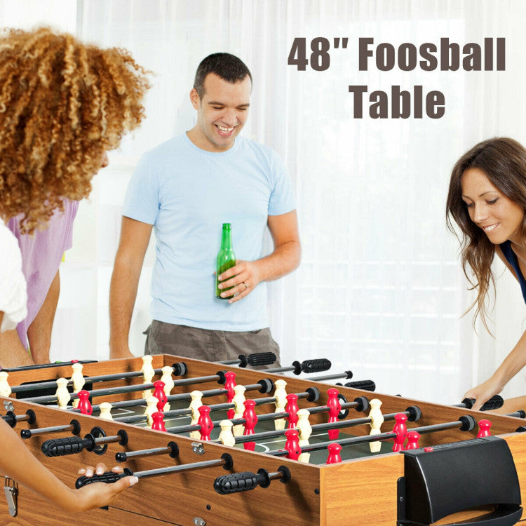 48-Inch 3-in-1 Multi-Game Table with Soccer for Game Rooms and Home Entertainment