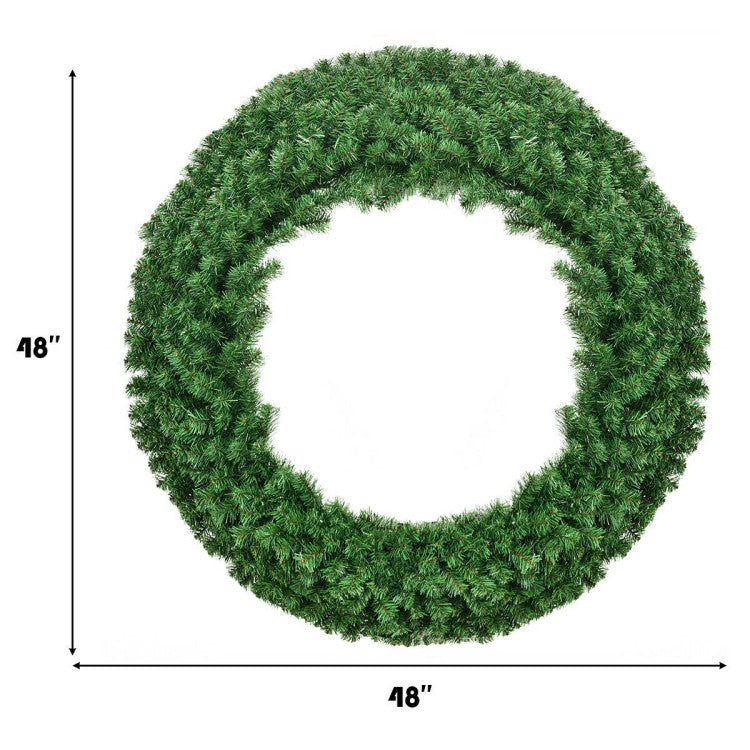 48-Inch Pre-Lit Cordless Artificial Christmas Wreath with LED Lights for Holiday Decor