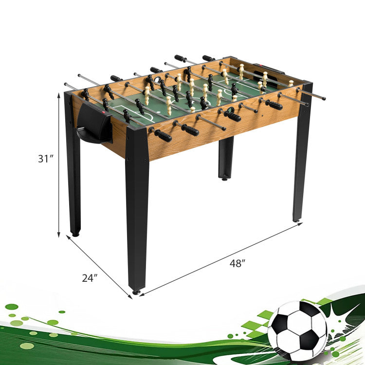 48" Competition-Size Wooden Foosball Table for Home Recreation and Family Fun