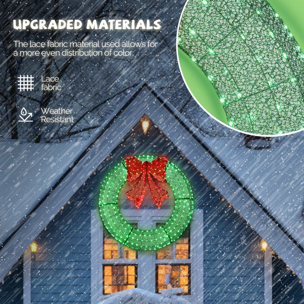 48" Pre-Lit Outdoor Christmas Wreath - LED Holiday Decor for Home & Garden with 315 Lights