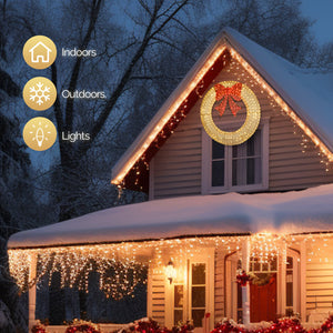 48" Pre-Lit Outdoor Christmas Wreath - LED Holiday Decor for Home & Garden with 315 Lights