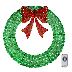48" Pre-Lit Outdoor Christmas Wreath - LED Holiday Decor for Home & Garden with 315 Lights
