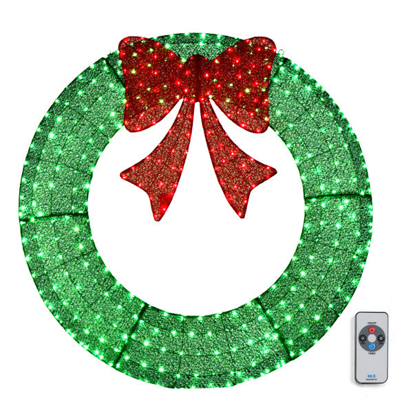 48" Pre-Lit Outdoor Christmas Wreath - LED Holiday Decor for Home & Garden with 315 Lights