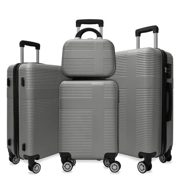 4 Piece Luggage Set with Spinner Wheels, Lightweight Hardshell Suitcase, TSA Lock, Checked