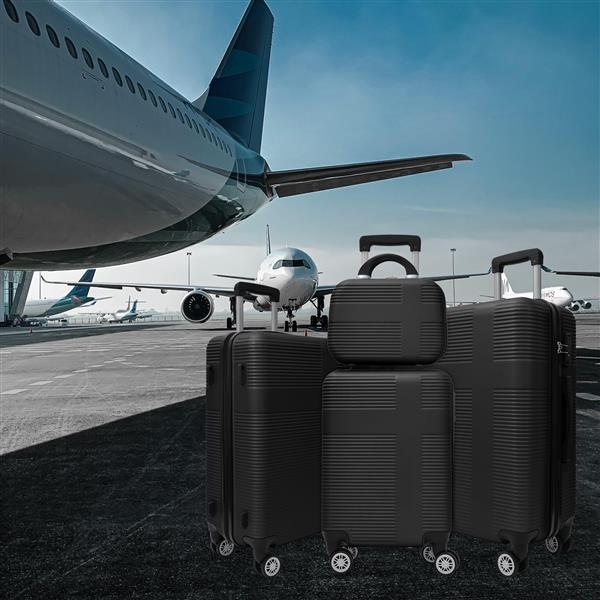 4 Piece Luggage Set with Spinner Wheels, Lightweight Hardshell Suitcase, TSA Lock, Checked