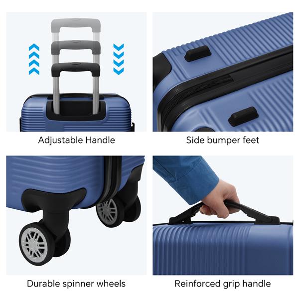 4 Piece Luggage Set with Spinner Wheels, Lightweight Hardshell Suitcase, TSA Lock, Checked