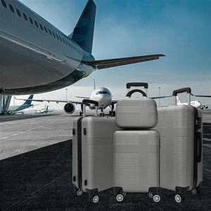 4 Piece Luggage Set with Spinner Wheels, Lightweight Hardshell Suitcase, TSA Lock, Checked