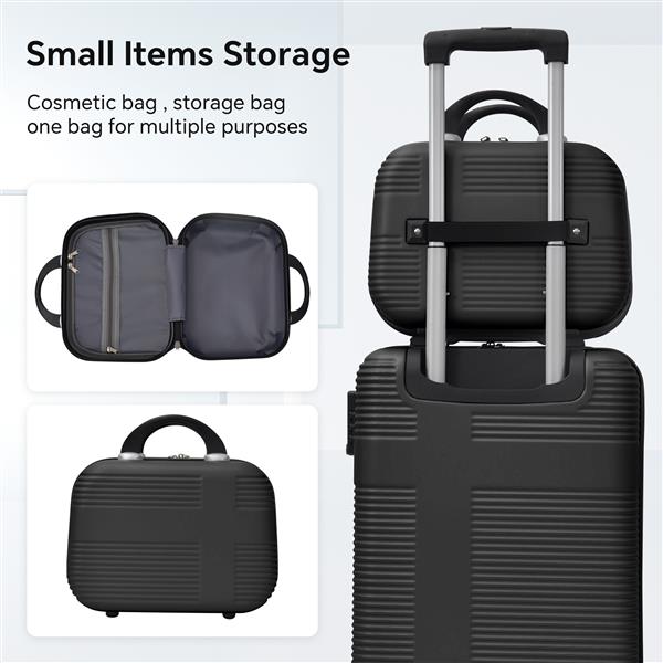 4 Piece Luggage Set with Spinner Wheels, Lightweight Hardshell Suitcase, TSA Lock, Checked