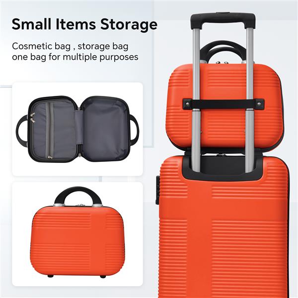 4 Piece Luggage Set with Spinner Wheels, Lightweight Hardshell Suitcase, TSA Lock, Checked