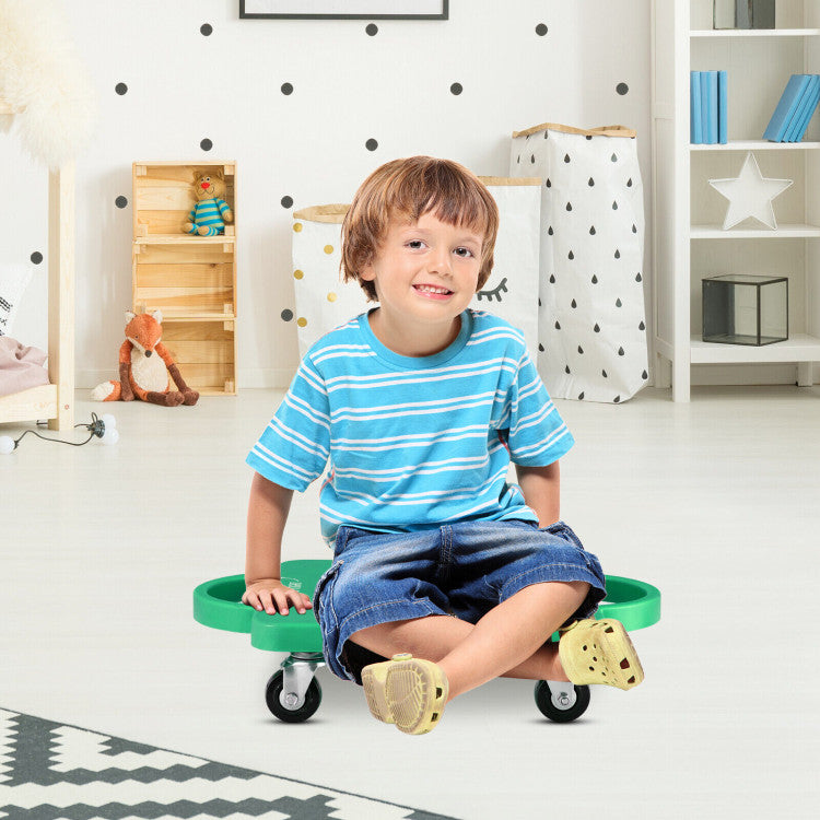 4 Pieces Kids Sitting Scooter Set with Handles and Non-marring Universal Casters