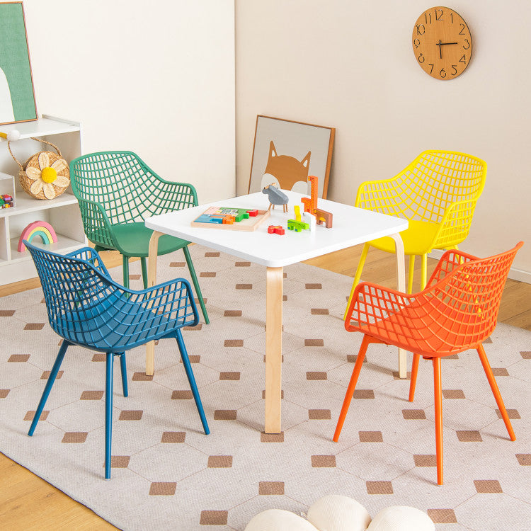 4-Piece Kids Chairs with Ergonomic Armrests and Curved Backrest for Comfort