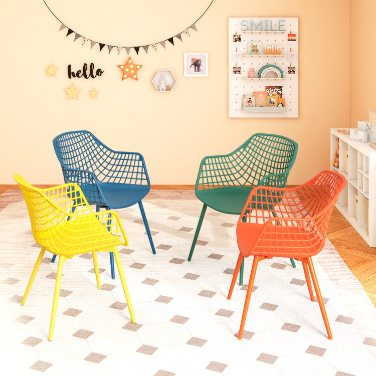 4-Piece Kids Chairs with Ergonomic Armrests and Curved Backrest for Comfort